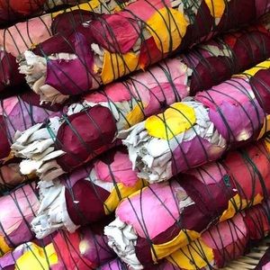 Organic Rose Wrapped Sage Smudge